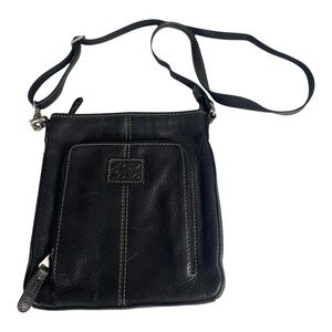 Vintage Fossil Black Pebbled Leather Slim Crossbody Bag
